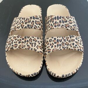 Freedom Moses Leopard Double Strap Sandals